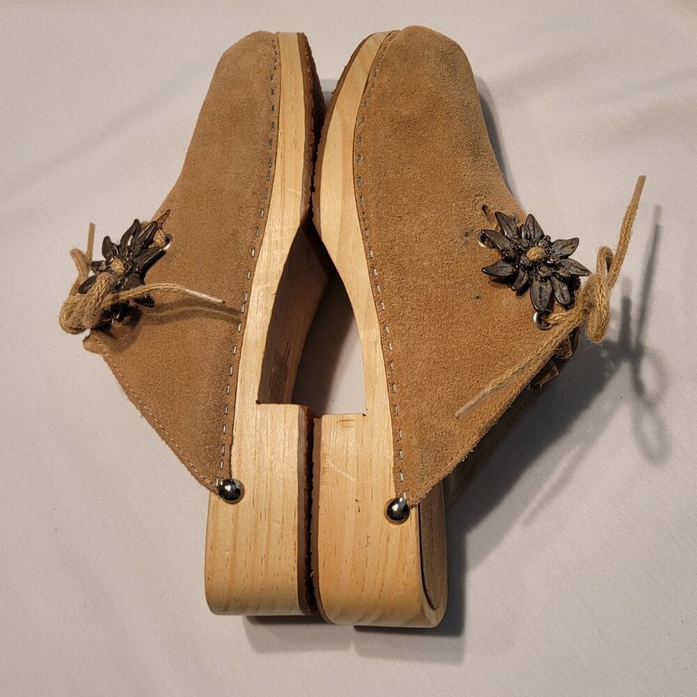 Landhaus C&A Naturally Tan Suede Clog Edelweiss Size US 8.5, EU 39 - Picture 5 of 9